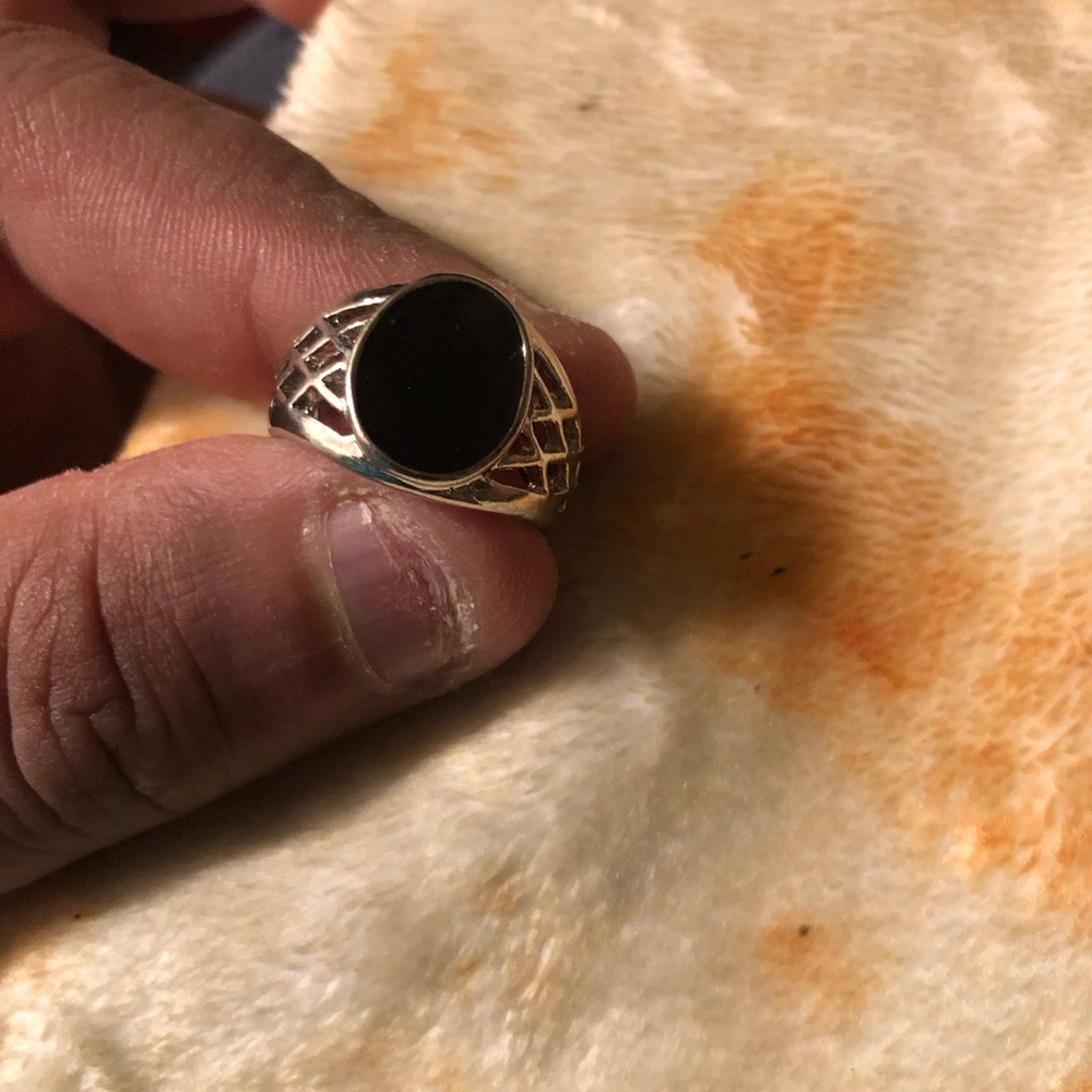 Men's Silver Onyx Signet Ring - Black Stone